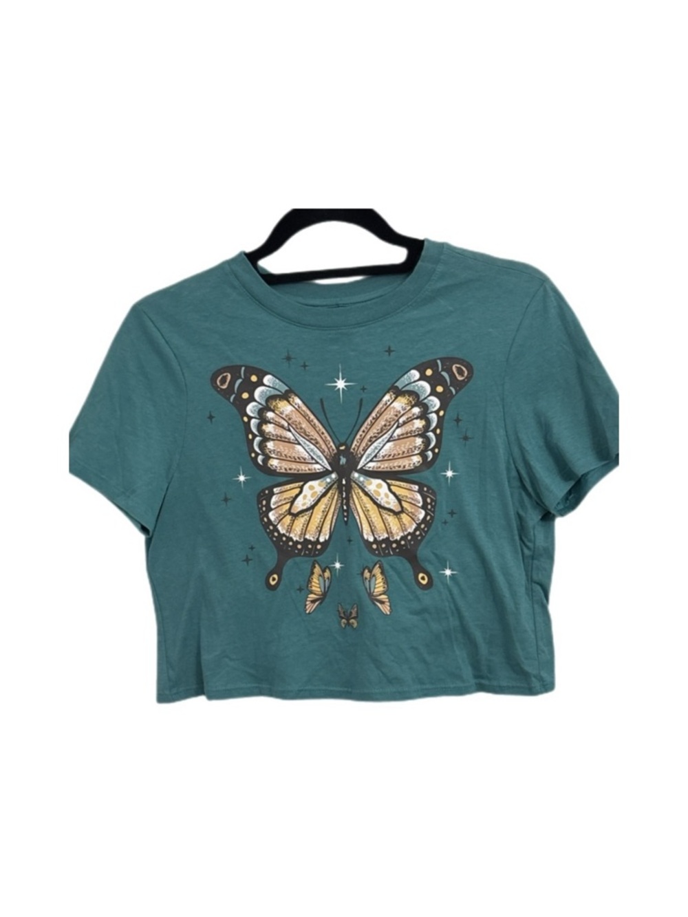 Cold Crush Butterfly Graphic Cotton Teal Y2K Fairy Grunge Indie Boho Size XS